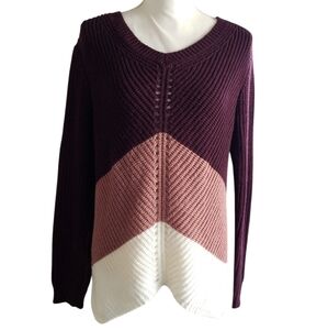 Poly & Ester Chic Colorblock V Front Sweater